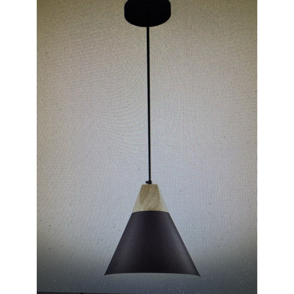 Black Pendent Light Fixtures 1 Pack 9.4 inches,Wood and Metal Kitchen Island ...